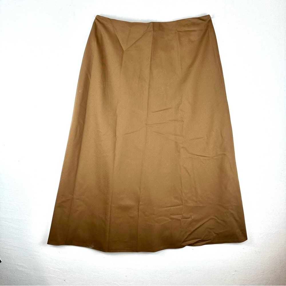 Lafayette 148 Virgin Wool Skirt Brown NWT Sz 8 Stretch Neutral Minimalist Luxe